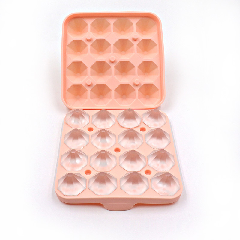 Vassoio per cubetti di ghiaccio Stampo in silicone personalizzato senza BPA a 16 cavità con coperchio